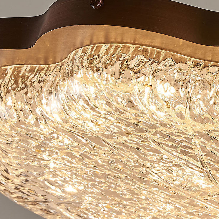 Contemporary Retro Resin Iron Flower Gold Foil LED Flush Mount Ceiling Light For Bedroom