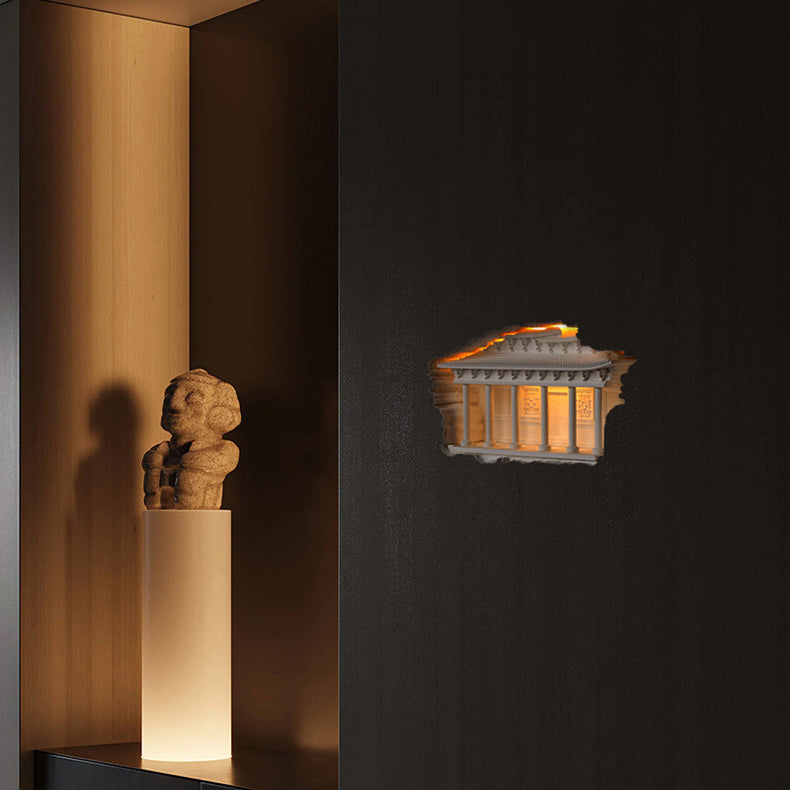 Traditional Chinese Plaster Embossed Palace Human Sensor Recessed LED Wall Sconce Lamp For Hallway