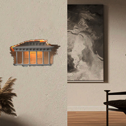 Traditional Chinese Plaster Embossed Palace Human Sensor Recessed LED Wall Sconce Lamp For Hallway