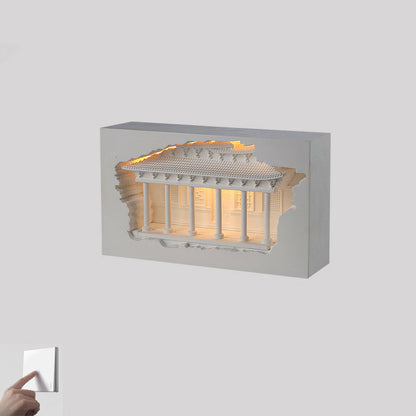 Traditional Chinese Plaster Embossed Palace Human Sensor Recessed LED Wall Sconce Lamp For Hallway