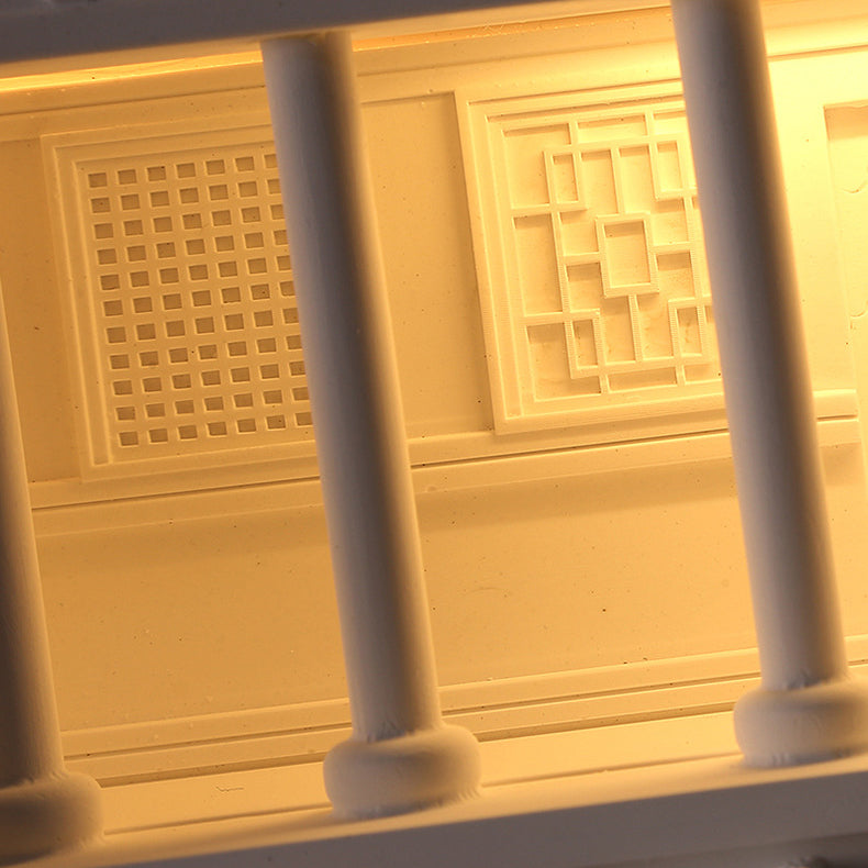 Traditional Chinese Plaster Embossed Palace Human Sensor Recessed LED Wall Sconce Lamp For Hallway