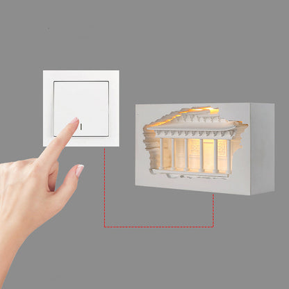 Traditional Chinese Plaster Embossed Palace Human Sensor Recessed LED Wall Sconce Lamp For Hallway