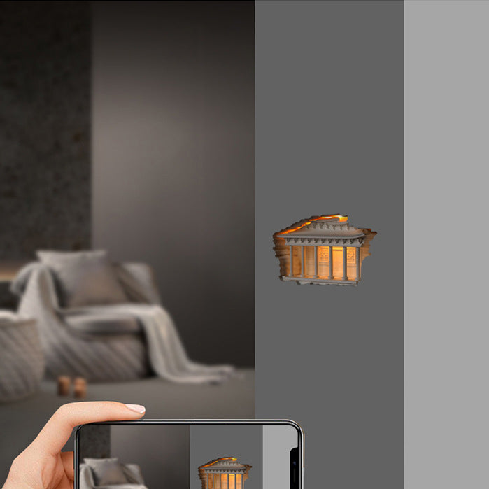 Traditional Chinese Plaster Embossed Palace Human Sensor Recessed LED Wall Sconce Lamp For Hallway