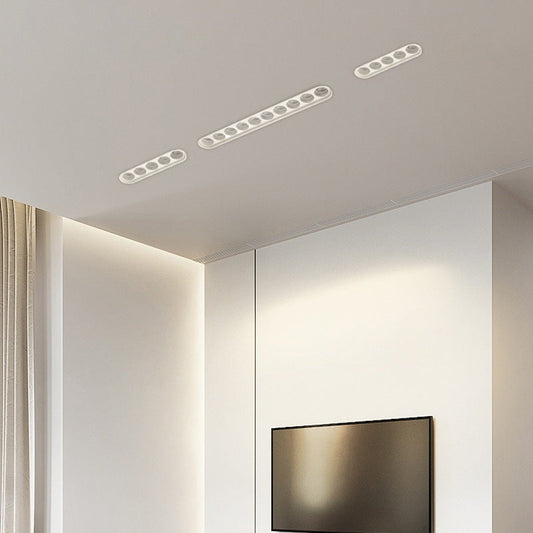 Modern Minimalist Aluminum Line Oval Recessed LED Flush Mount Ceiling Light Spotlight For Living Room