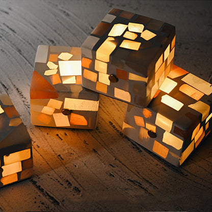 Contemporary Creative Rechargeable Natural Ore Plaster Cube Broken LED Table Lamp Night Light For Bedside