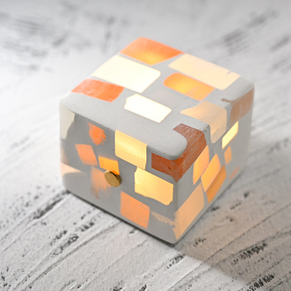 Contemporary Creative Rechargeable Natural Ore Plaster Cube Broken LED Table Lamp Night Light For Bedside