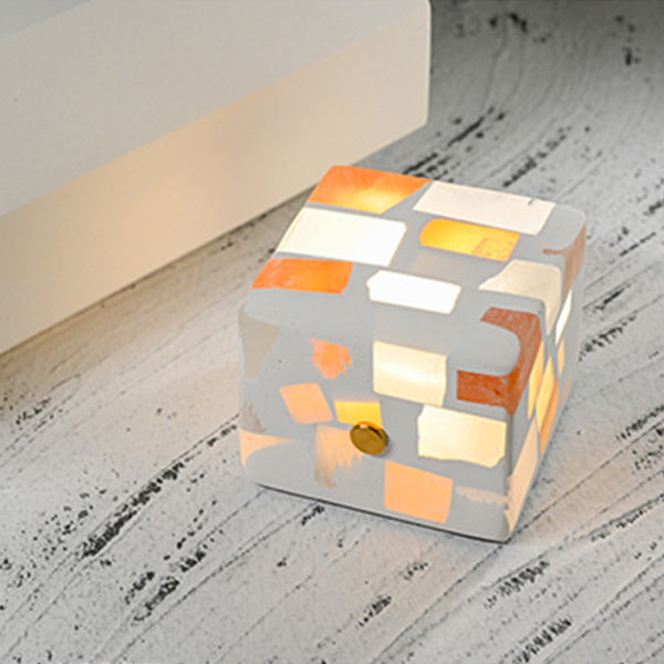 Contemporary Creative Rechargeable Natural Ore Plaster Cube Broken LED Table Lamp Night Light For Bedside