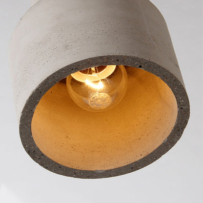 Contemporary Scandinavian Cement Wood Hardware Conic Round 1-Light Pendant Light For Dining Room