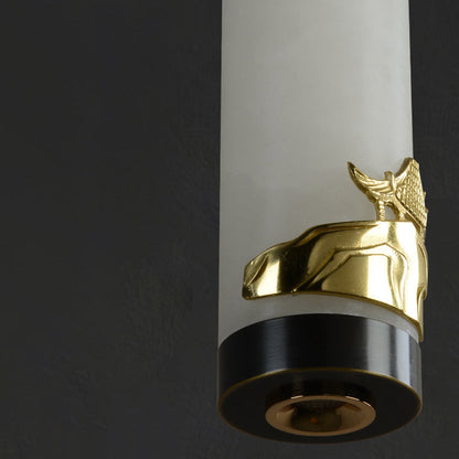 Traditional Chinese Brass Mable Cylinder Lotus Orchid Plum Blossom Bamboo LED Pendant Light Spotlight For Bedside