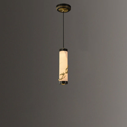 Traditional Chinese Brass Mable Cylinder Lotus Orchid Plum Blossom Bamboo LED Pendant Light Spotlight For Bedside