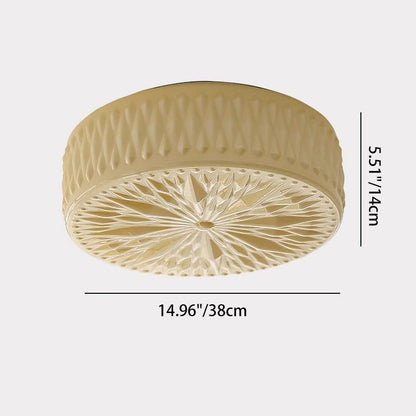Traditional French Iron Glass Round Stardust Diamond Textured LED Flush Mount Ceiling Light For Bedroom