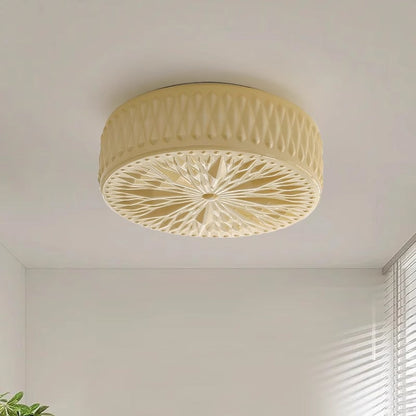 Traditional French Iron Glass Round Stardust Diamond Textured LED Flush Mount Ceiling Light For Bedroom