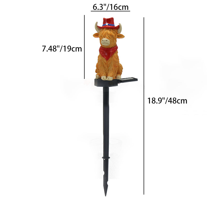 Modern Art Deco Solar Waterproof PP Resin Highland Bull LED Outdoor Light Landscape Lighting For Garden