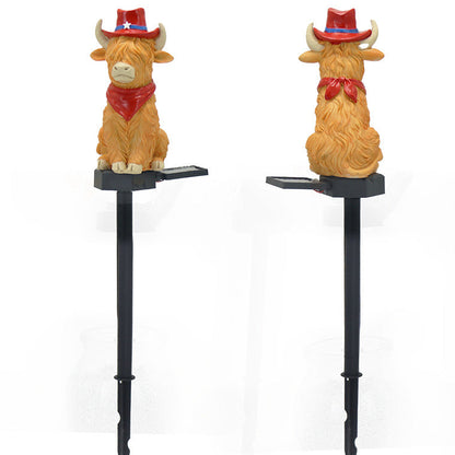 Modern Art Deco Solar Waterproof PP Resin Highland Bull LED Outdoor Light Landscape Lighting For Garden