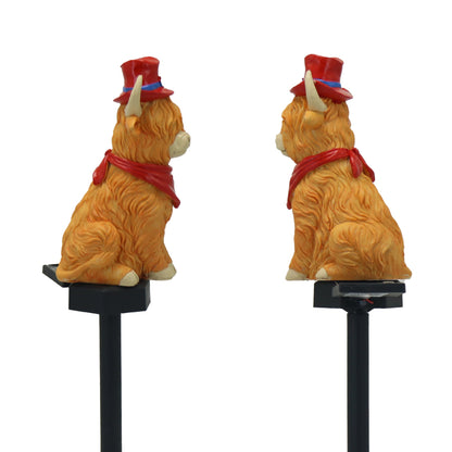 Modern Art Deco Solar Waterproof PP Resin Highland Bull LED Outdoor Light Landscape Lighting For Garden