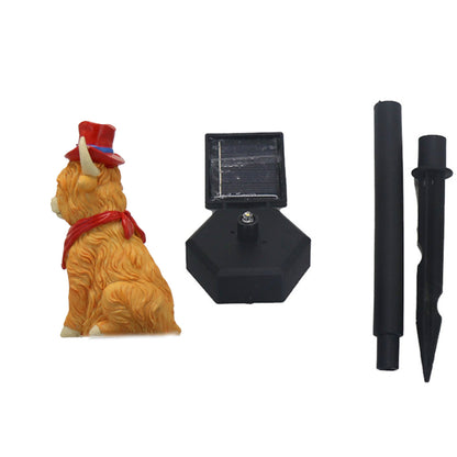 Modern Art Deco Solar Waterproof PP Resin Highland Bull LED Outdoor Light Landscape Lighting For Garden