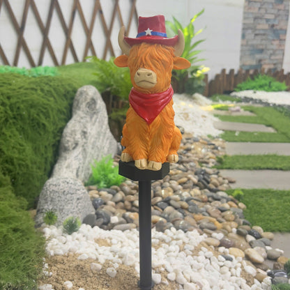 Modern Art Deco Solar Waterproof PP Resin Highland Bull LED Outdoor Light Landscape Lighting For Garden