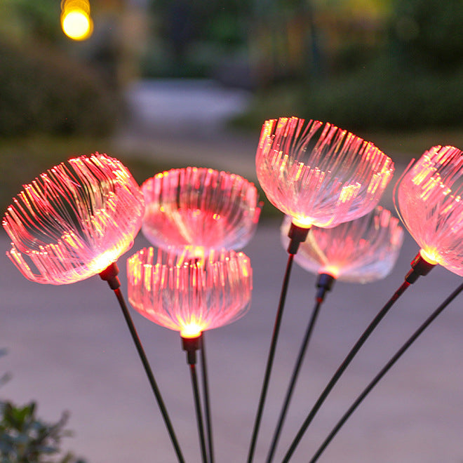 Modern Simplicity Solar Waterproof ABS Stainless Steel Fiber Optic Jellyfish LED Outdoor Light Landscape Lighting For Garden