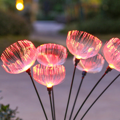 Modern Simplicity Solar Waterproof ABS Stainless Steel Fiber Optic Jellyfish LED Outdoor Light Landscape Lighting For Garden