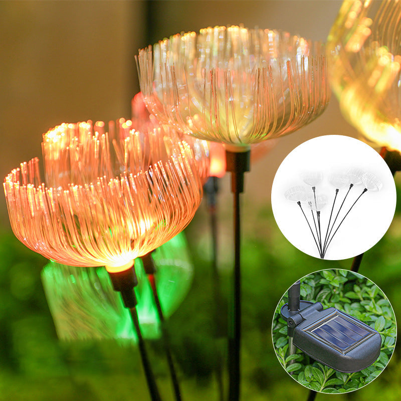 Modern Simplicity Solar Waterproof ABS Stainless Steel Fiber Optic Jellyfish LED Outdoor Light Landscape Lighting For Garden