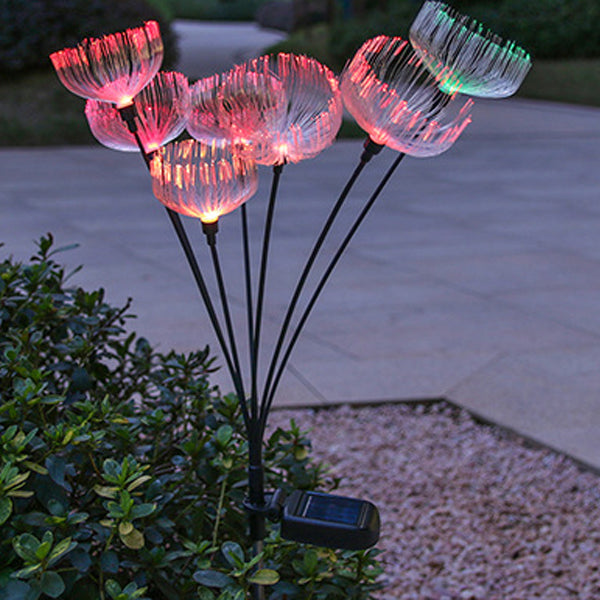Modern Simplicity Solar Waterproof ABS Stainless Steel Fiber Optic Jellyfish LED Outdoor Light Landscape Lighting For Garden