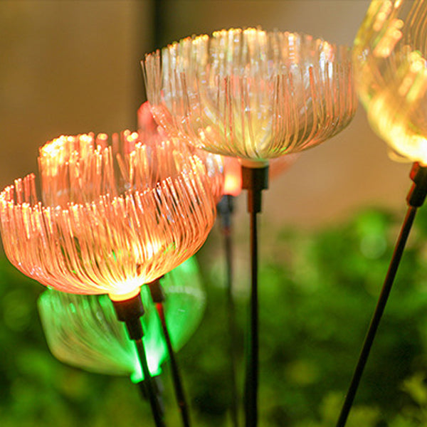 Modern Simplicity Solar Waterproof ABS Stainless Steel Fiber Optic Jellyfish LED Outdoor Light Landscape Lighting For Garden