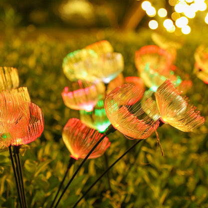 Modern Simplicity Solar Waterproof ABS Stainless Steel Fiber Optic Jellyfish LED Outdoor Light Landscape Lighting For Garden