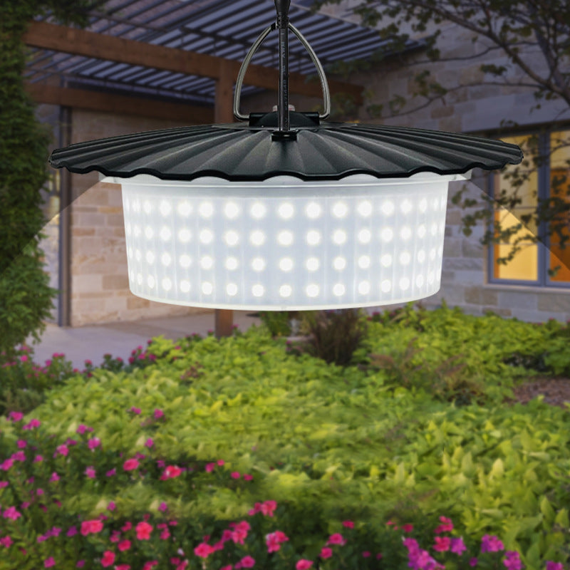 Modern Simplicity Solar Waterproof ABS PC Round High Power LED Hanging Outdoor Light For Outdoor Patio