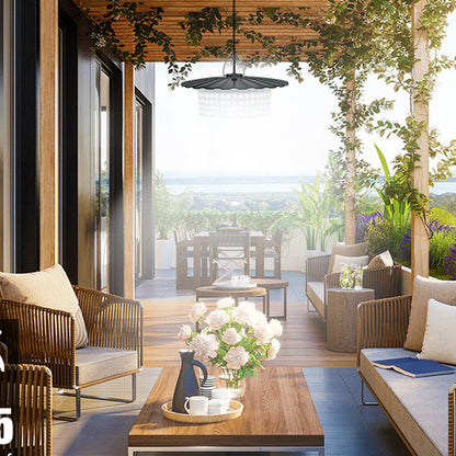 Modern Simplicity Solar Waterproof ABS PC Round High Power LED Hanging Outdoor Light For Outdoor Patio