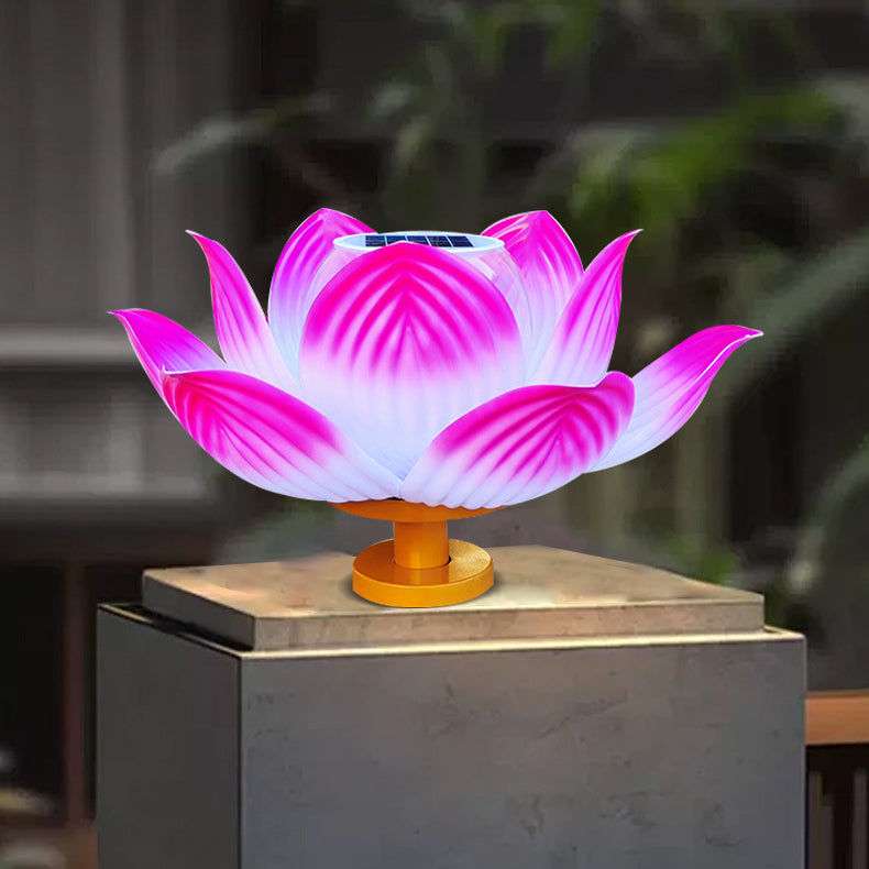 Traditional Chinese Solar Waterproof ABS Lotus LED Outdoor Light Landscape Lighting For Outdoor Patio