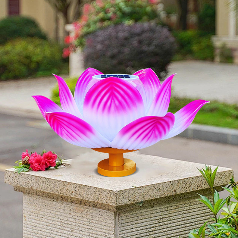 Traditional Chinese Solar Waterproof ABS Lotus LED Outdoor Light Landscape Lighting For Outdoor Patio