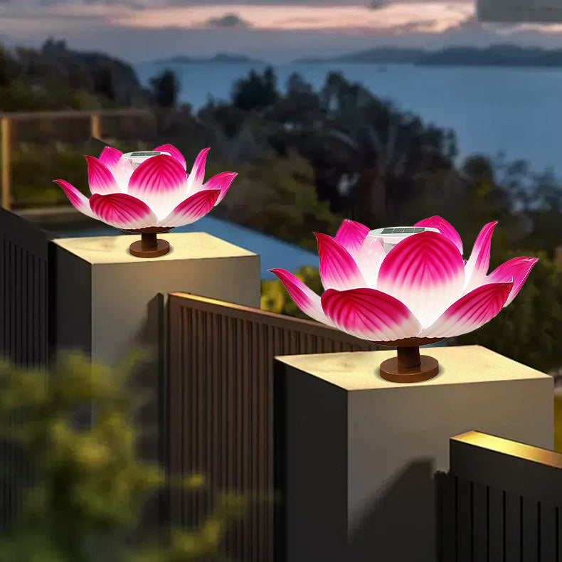 Traditional Chinese Solar Waterproof ABS Lotus LED Outdoor Light Landscape Lighting For Outdoor Patio