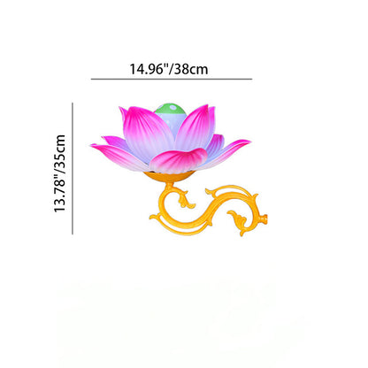 Traditional Chinese Waterproof Plastic Aluminum Lotus 1-Light Wall Sconce Lamp For Outdoor Patio
