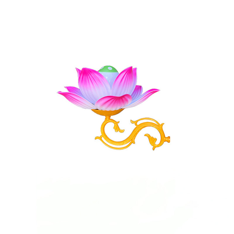 Traditional Chinese Waterproof Plastic Aluminum Lotus 1-Light Wall Sconce Lamp For Outdoor Patio