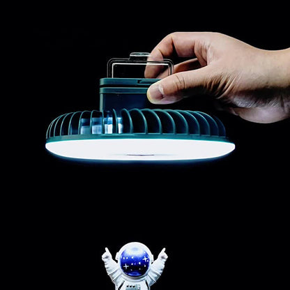 Modern Simplicity Rechargeable Waterproof ABS Round Magnetic Camping Hanging LED Outdoor Fan Light For Outdoor Patio
