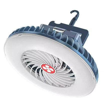 Modern Simplicity Rechargeable Waterproof ABS Round Magnetic Camping Hanging LED Outdoor Fan Light For Outdoor Patio