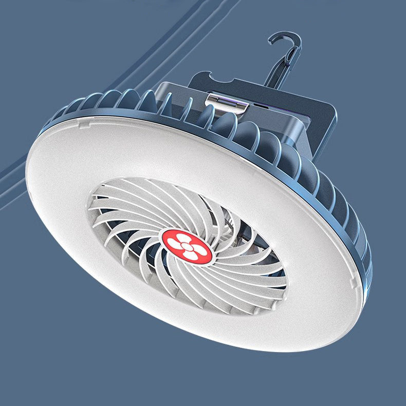 Modern Simplicity Rechargeable Waterproof ABS Round Magnetic Camping Hanging LED Outdoor Fan Light For Outdoor Patio