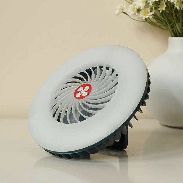 Modern Simplicity Rechargeable Waterproof ABS Round Magnetic Camping Hanging LED Outdoor Fan Light For Outdoor Patio