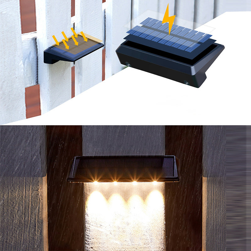 Modern Simplicity Solar Waterproof ABS PC Rectangular Focused Beam LED Wall Sconce Lamp For Outdoor Patio