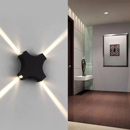 Contemporary Creative Waterproof Aluminum Crosshair Star LED Wall Sconce Lamp For Outdoor Patio