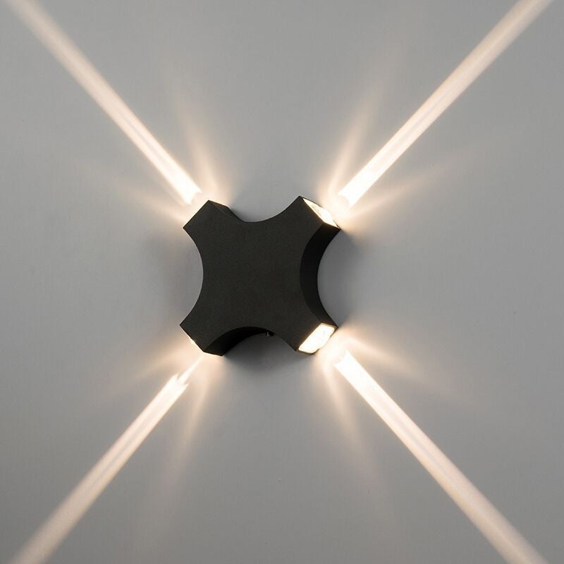 Contemporary Creative Waterproof Aluminum Crosshair Star LED Wall Sconce Lamp For Outdoor Patio