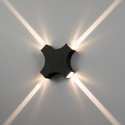Contemporary Creative Waterproof Aluminum Crosshair Star LED Wall Sconce Lamp For Outdoor Patio