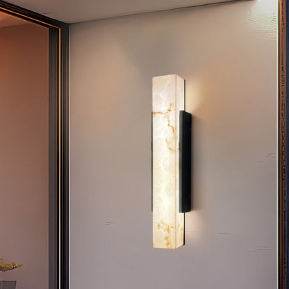 Traditional Chinese Waterproof Imitation Marble Stainless Steel Rectangular LED Wall Sconce Lamp For Outdoor Patio