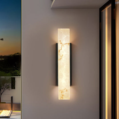 Traditional Chinese Waterproof Imitation Marble Stainless Steel Rectangular LED Wall Sconce Lamp For Outdoor Patio