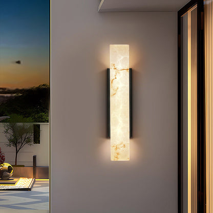 Traditional Chinese Waterproof Imitation Marble Stainless Steel Rectangular LED Wall Sconce Lamp For Outdoor Patio