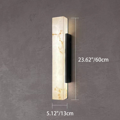 Traditional Chinese Waterproof Imitation Marble Stainless Steel Rectangular LED Wall Sconce Lamp For Outdoor Patio