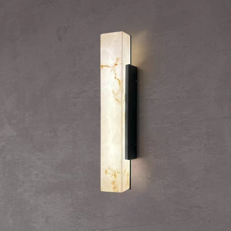 Traditional Chinese Waterproof Imitation Marble Stainless Steel Rectangular LED Wall Sconce Lamp For Outdoor Patio