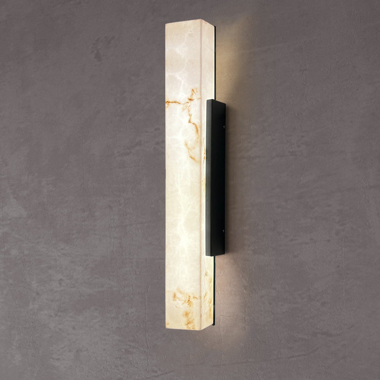 Traditional Chinese Waterproof Imitation Marble Stainless Steel Rectangular LED Wall Sconce Lamp For Outdoor Patio