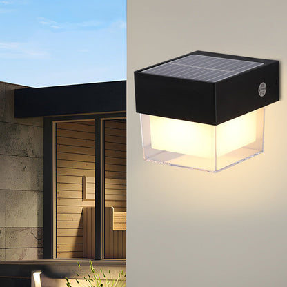 Modern Simplicity Solar Waterproof ABS Cylinder Square LED Wall Sconce Lamp For Outdoor Patio