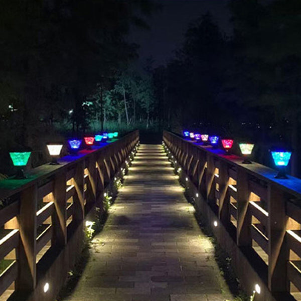 Modern Simplicity Solar Waterproof Plastic PC Round Square LED Outdoor Pillar Light Landscape Lighting For Garden